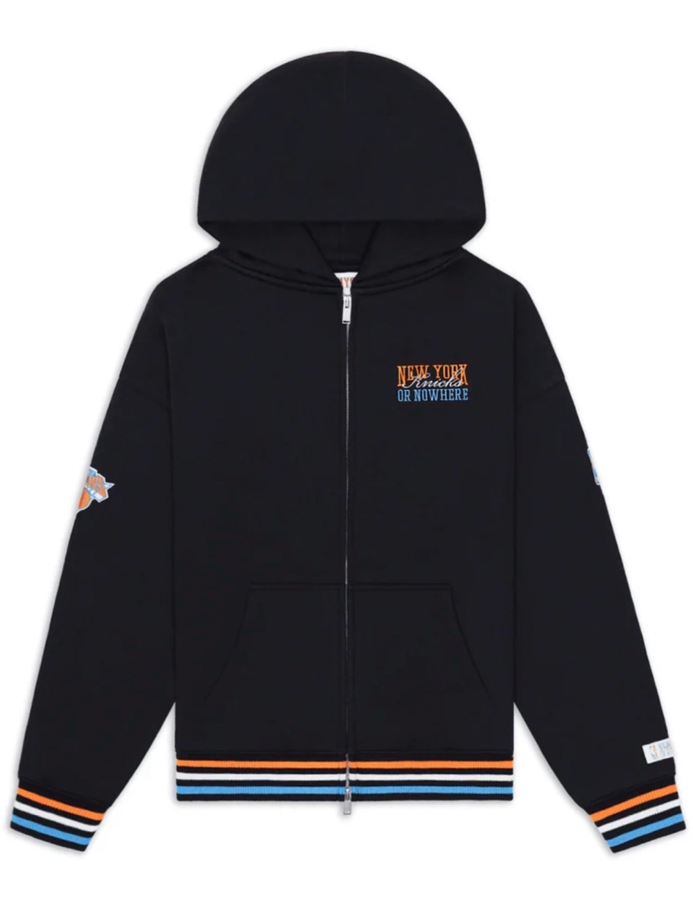 New York or Nowhere NYON Knicks Black zip UP Crossover Hoodie Small S NWT
